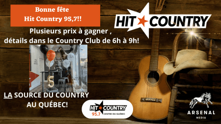 On souligne en grand le 5e anniversaire de Hit Country 95,7!