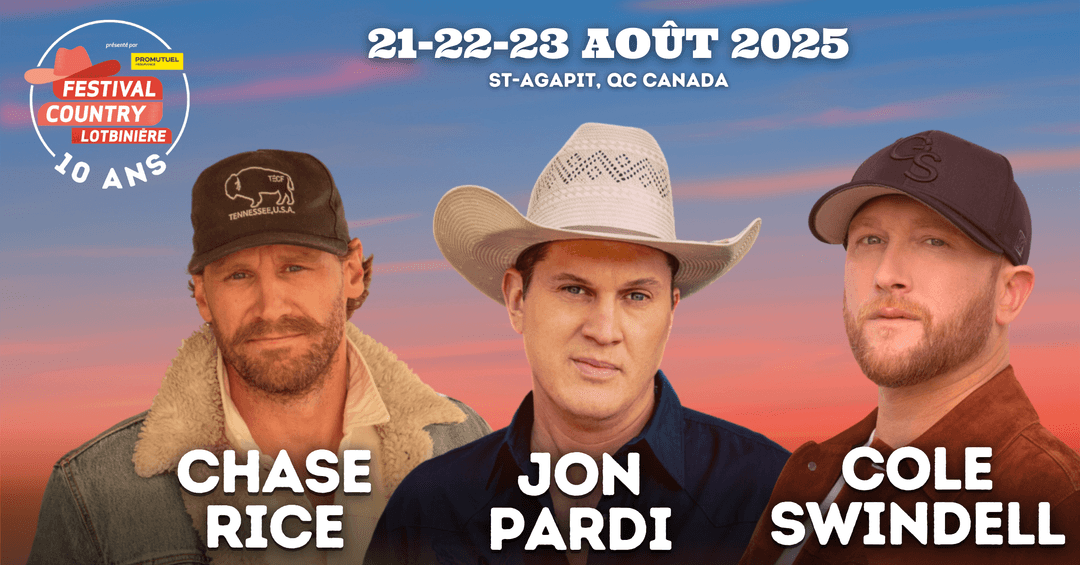 CHASE RICE EST LA TROISIÈME TÊTE D’AFFICHE DU FESTIVAL COUNTRY LOTBINIÈRE